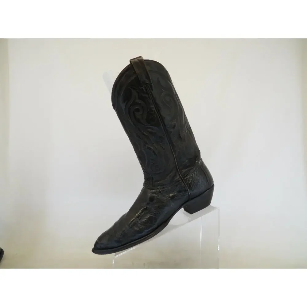 TONY LAMA Distress Brown Leather Ostrich Cowboy Western Boots Mens Size 9.5 D